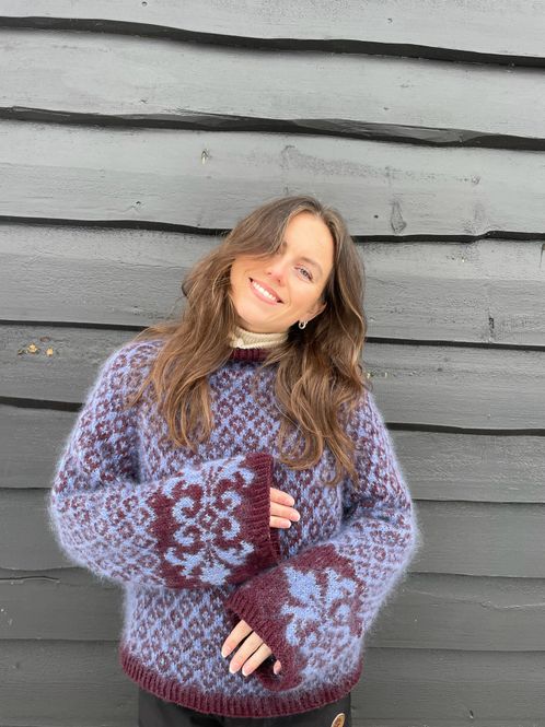 Hovedbilde Fryd Sweater - Vinrød/blå